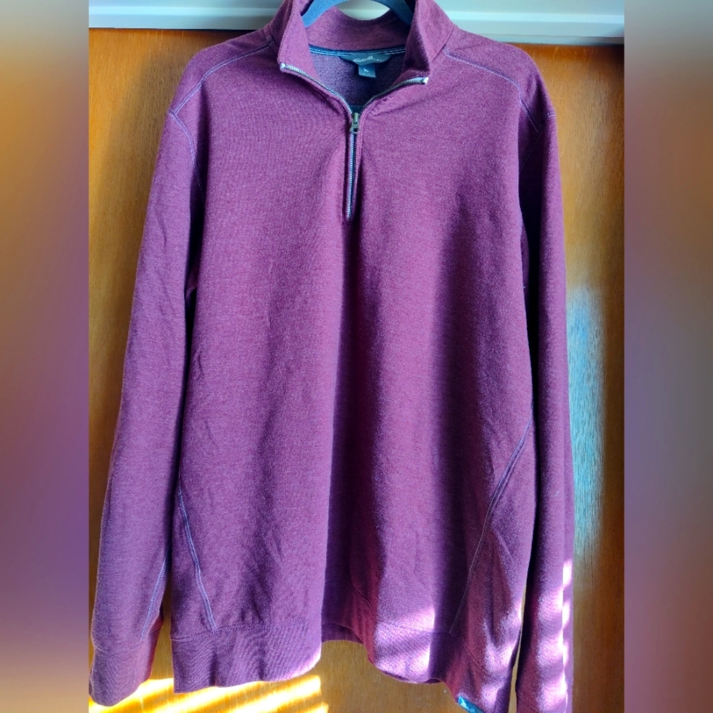 Eddie Bauer Men's 1/4-Zip Burgundy Pullover Size Tall Large